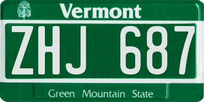 VT license plate ZHJ687