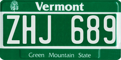 VT license plate ZHJ689