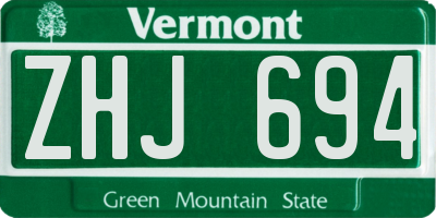 VT license plate ZHJ694