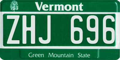 VT license plate ZHJ696