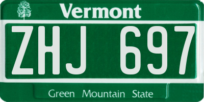 VT license plate ZHJ697