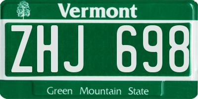 VT license plate ZHJ698
