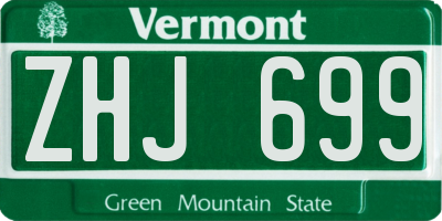 VT license plate ZHJ699