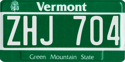 VT license plate ZHJ704