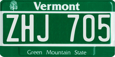 VT license plate ZHJ705