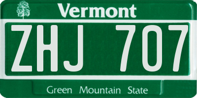 VT license plate ZHJ707
