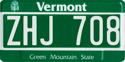 VT license plate ZHJ708