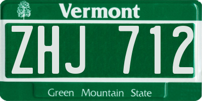 VT license plate ZHJ712