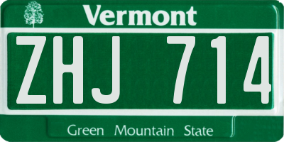 VT license plate ZHJ714