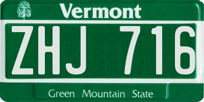 VT license plate ZHJ716