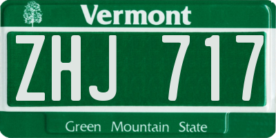 VT license plate ZHJ717