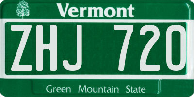 VT license plate ZHJ720
