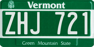 VT license plate ZHJ721