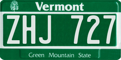 VT license plate ZHJ727