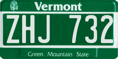 VT license plate ZHJ732