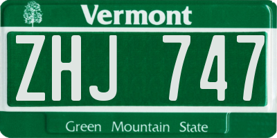 VT license plate ZHJ747