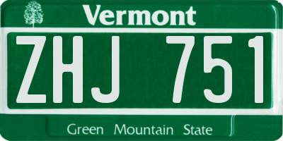 VT license plate ZHJ751