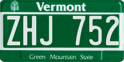 VT license plate ZHJ752