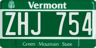 VT license plate ZHJ754