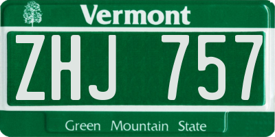 VT license plate ZHJ757