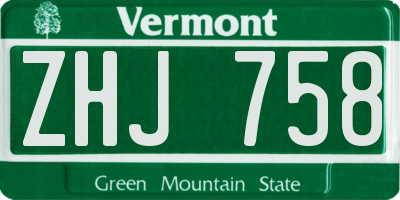 VT license plate ZHJ758