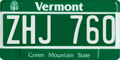 VT license plate ZHJ760