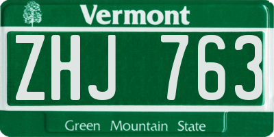 VT license plate ZHJ763
