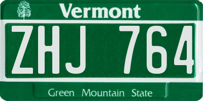 VT license plate ZHJ764