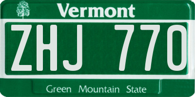 VT license plate ZHJ770