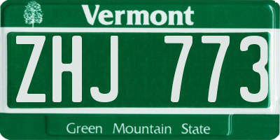 VT license plate ZHJ773