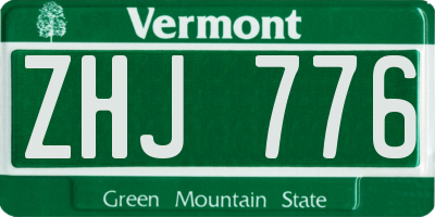 VT license plate ZHJ776