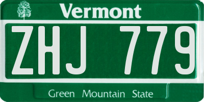 VT license plate ZHJ779