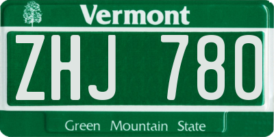 VT license plate ZHJ780