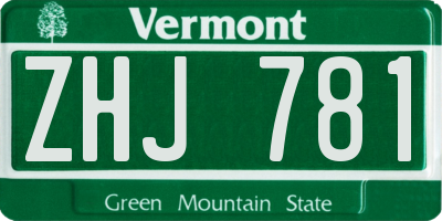 VT license plate ZHJ781