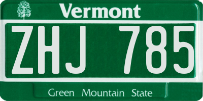 VT license plate ZHJ785