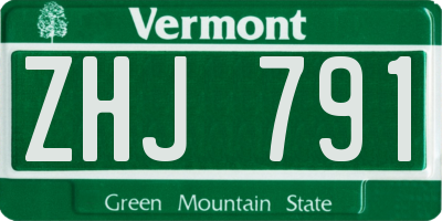 VT license plate ZHJ791