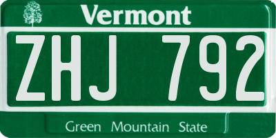 VT license plate ZHJ792