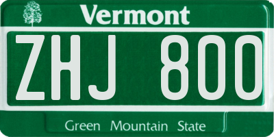 VT license plate ZHJ800