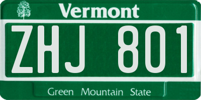 VT license plate ZHJ801