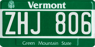 VT license plate ZHJ806