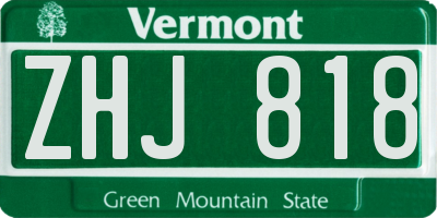 VT license plate ZHJ818
