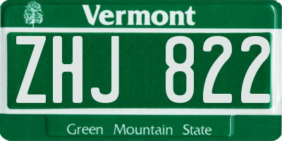 VT license plate ZHJ822