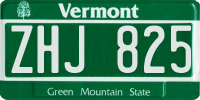 VT license plate ZHJ825