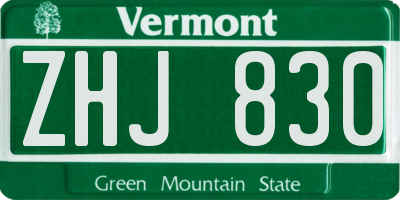 VT license plate ZHJ830
