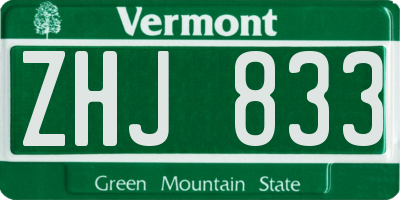 VT license plate ZHJ833