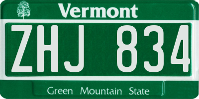VT license plate ZHJ834