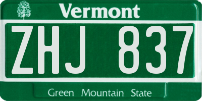 VT license plate ZHJ837