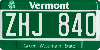 VT license plate ZHJ840