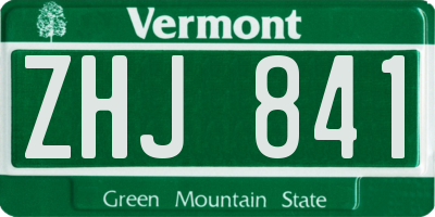 VT license plate ZHJ841
