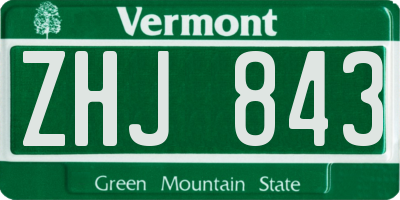 VT license plate ZHJ843